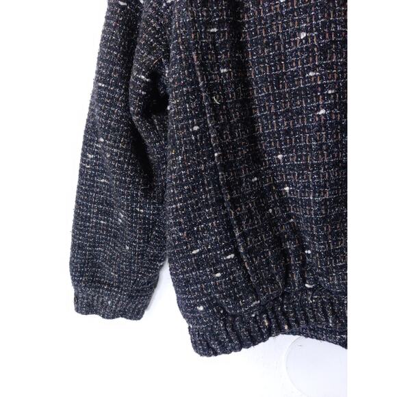 Vintage COSI Black Wool Blend Zip Front Long Sleeve Tweed Jacket Size L - Picture 7 of 12